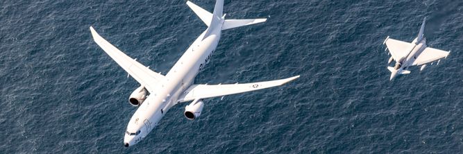 Illustrasjon av Amerikansk Poseidon-fly deltar i ubåtjakt fra Gardermoen