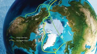 Illustrasjon av Fiberkabel under Nordpolen kan gi alternativ rute