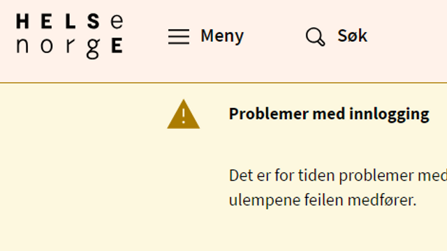 Helsenorge har trøbbel med innlogging
