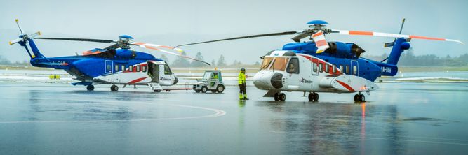 Illustrasjon av Sikorsky-helikoptre satt på bakken