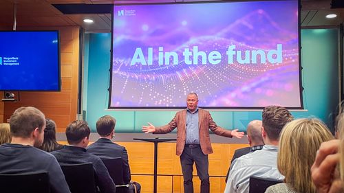 Illustrasjon av Oljefondet kan falle en tredel hvis «KI-boblen» sprekker