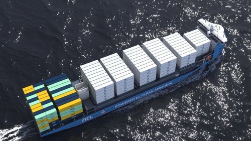 Får verdens første containerskip på ammoniakk