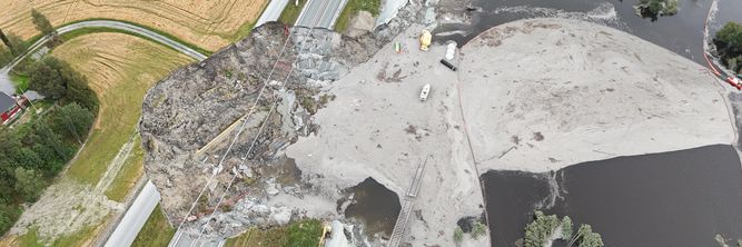 Illustrasjon av Skredet ble utløst av arbeid med å forsterke grunnen