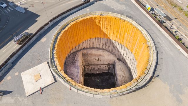 Snart er Fornebubanen ferdig sprengt – men de siste 40 meterne er de mest krevende