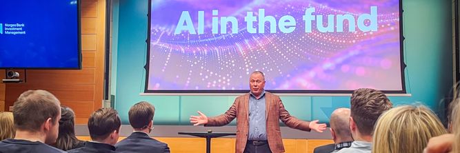 Illustrasjon av Oljefondet kan falle en tredel hvis «KI-boblen» sprekker