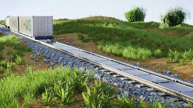 Ruller solceller ut på jernbanen