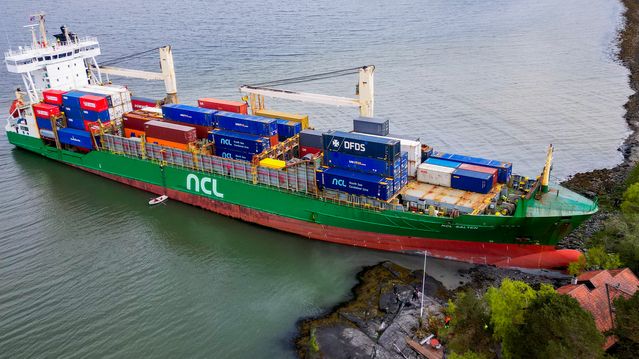 Staten bidrar til sikringstiltak der konteinerskip grunnstøtte på Byneset