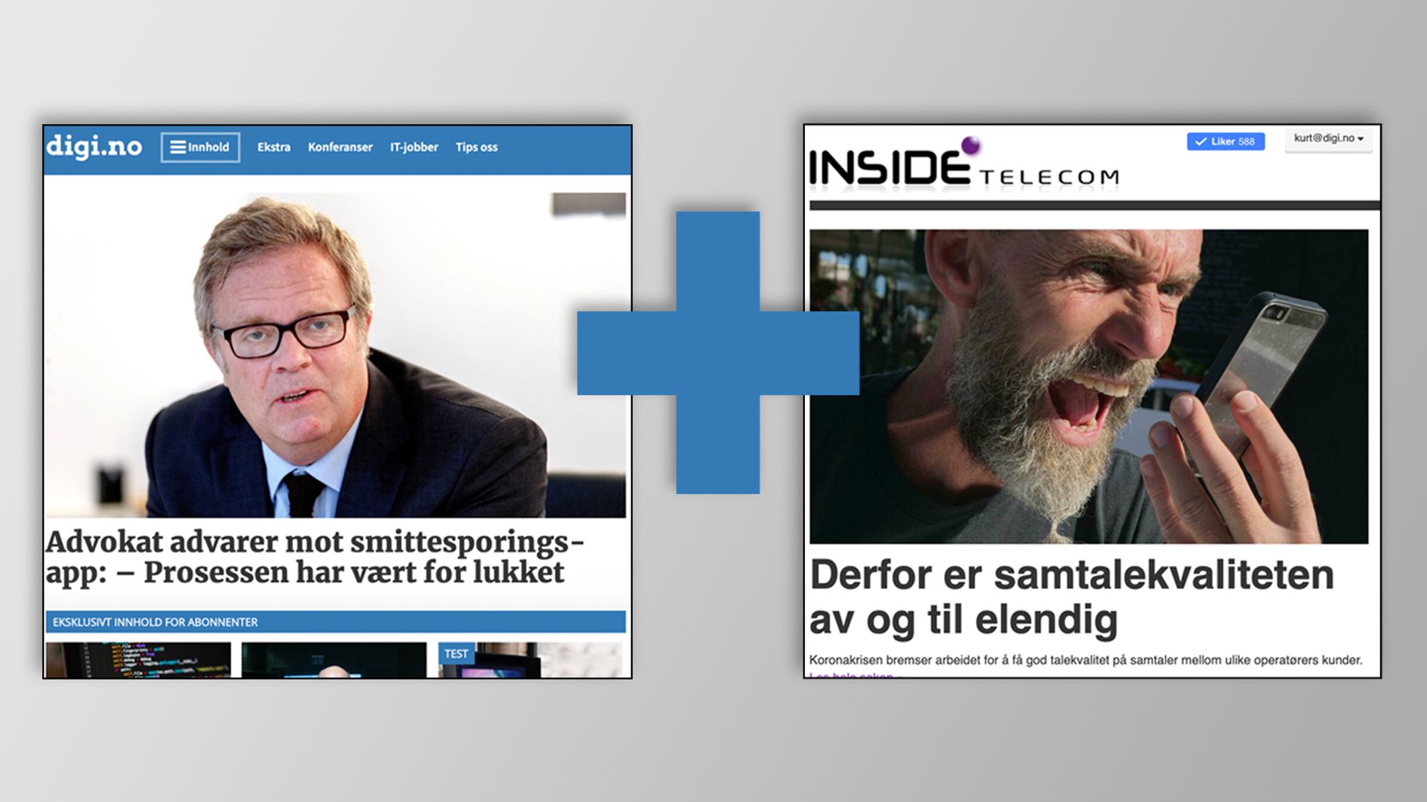 Abonnenter på Digi.no får nå tilgang til å lese artikler på Inside Telecom, og motsatt. 