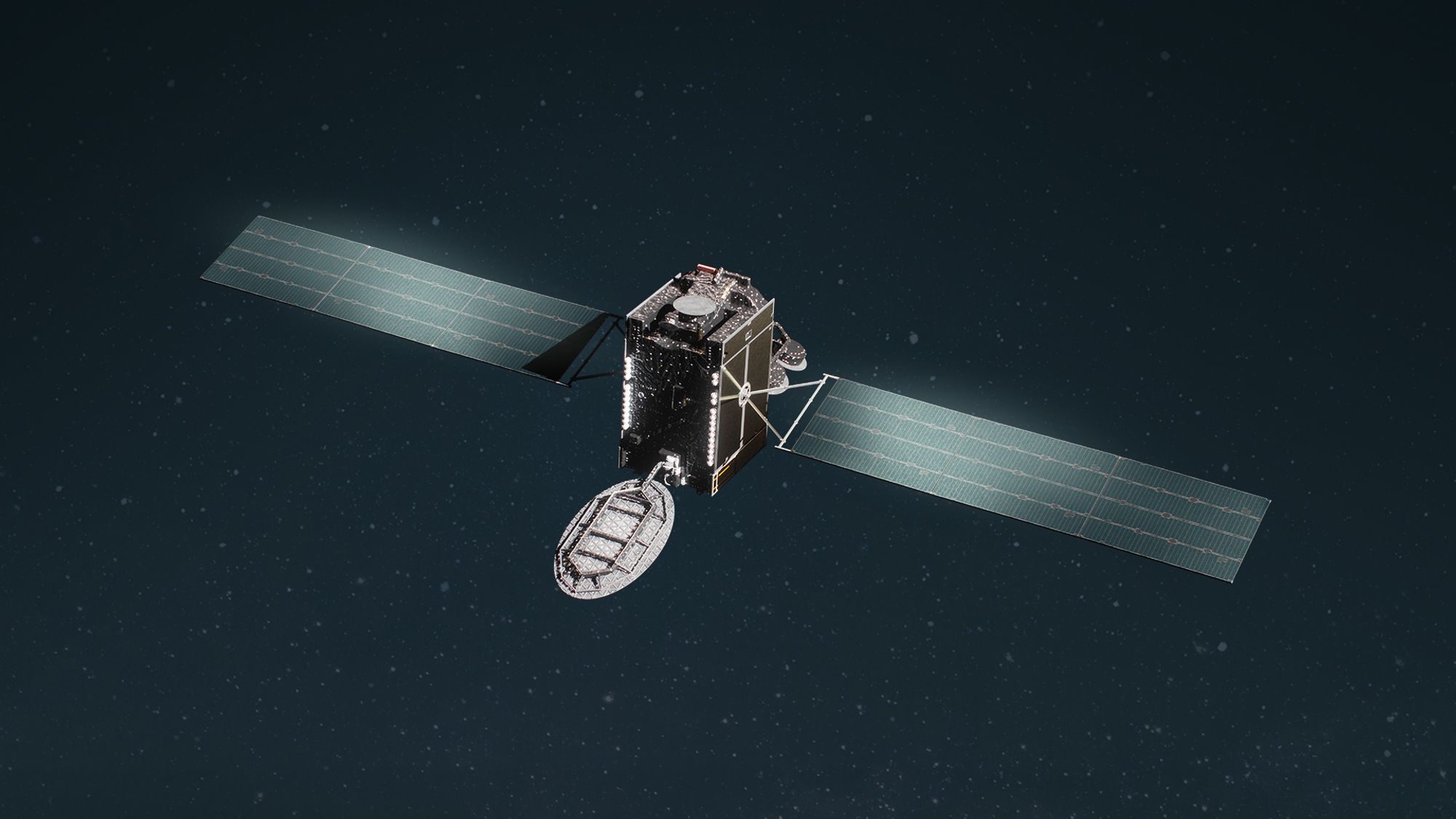 Space Norway har kontrollert flere kommunikasjonssatelitter som fulgte med da de kjøpte opp Telenor Satellites i fjor. Denne illustrasjonen viser den siste av disse, Thor 7-satellitten. Det er imidlertid ikke bekreftet at denne satellitten er blant de tre som den russiske Olymp K2-satellitten nå nærmer seg.