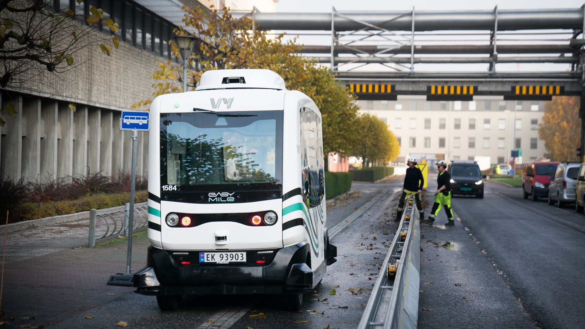 Selvkjørende busser uten sikkerhetsvert om bord ble testet ved Herøya Industripark i 2020.