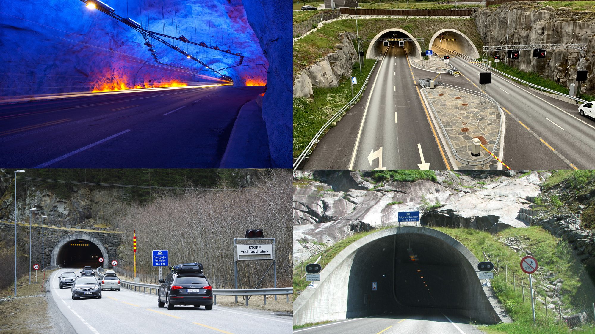 Lærdalstunnelen, Ryfylketunnelen, Gudvangatunnelen og Folgefonntunnelen er per i dag Norges fire lengste veitunneler.