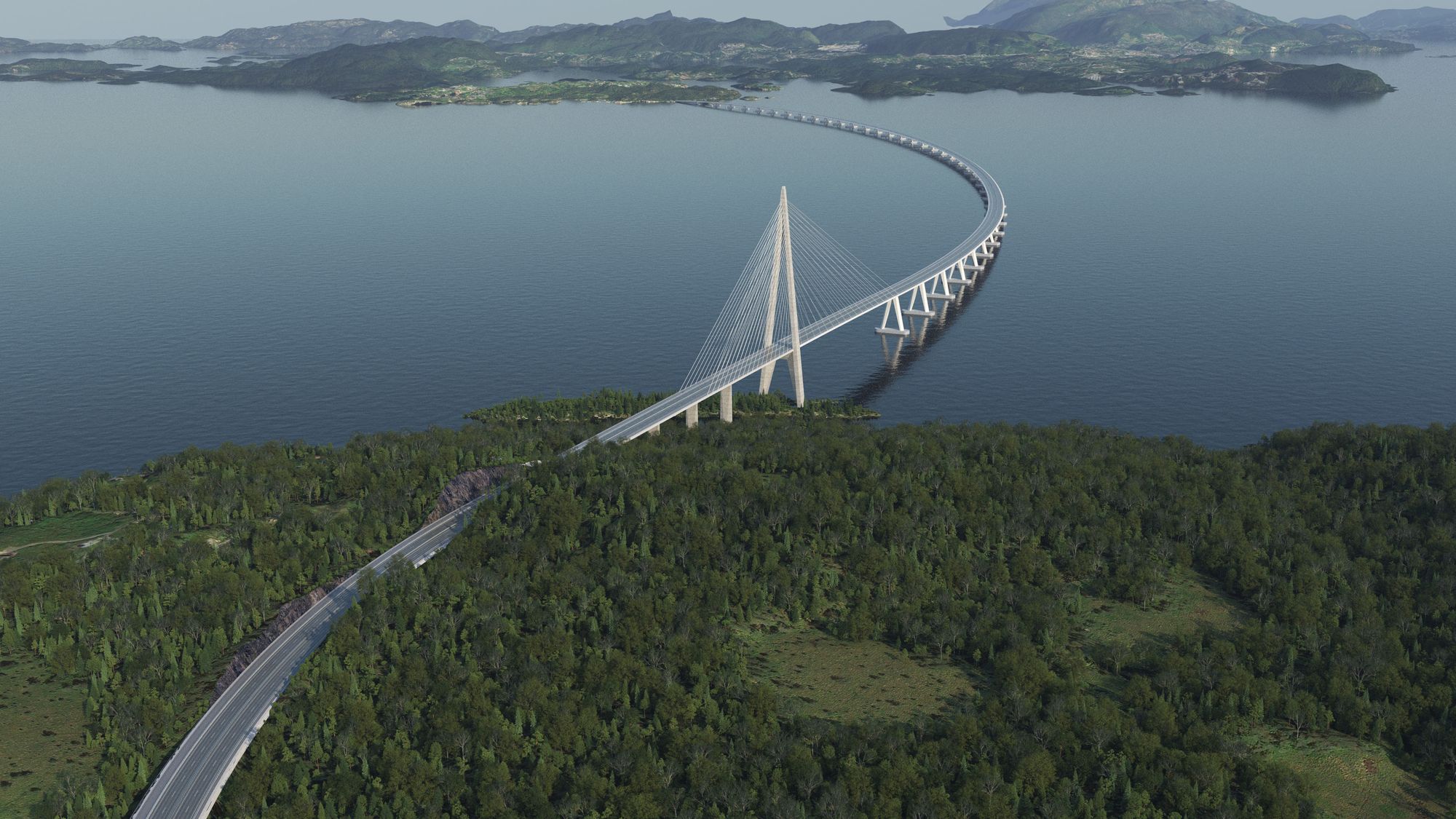 Med en lengde på fem kilometer kan denne bruen over Bjørnafjorden, som er en sentral del av Hordfast-planene, bli verdens lengste flytebru.