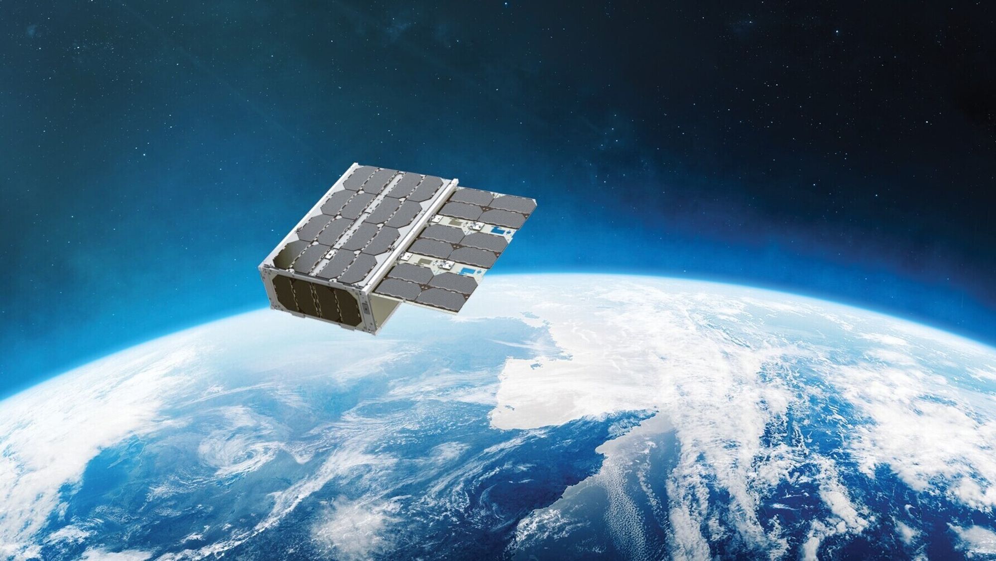 Illustrasjon av Arcsat i lav jordbane. Satellitten er den første forsvarssektoren i Norge skyter opp. 