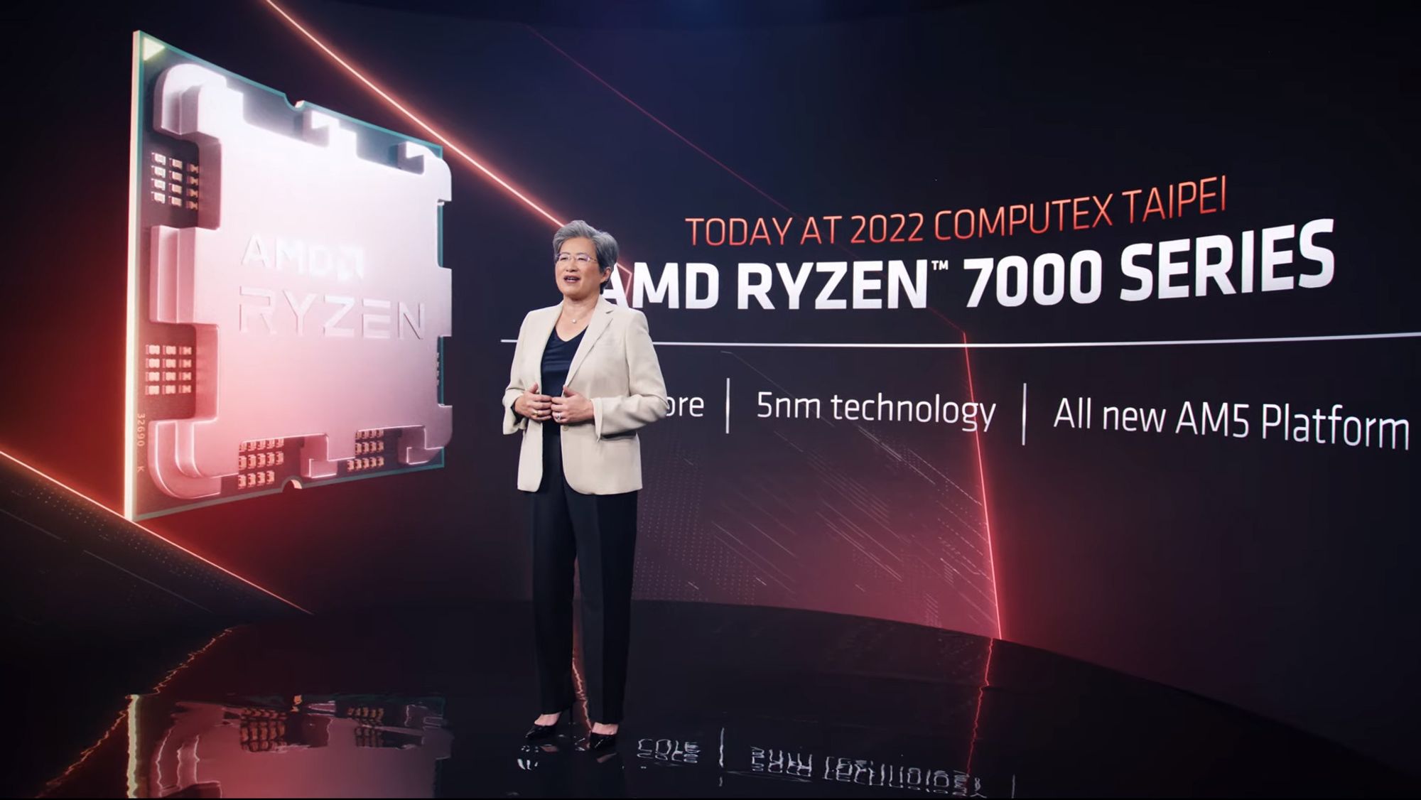 AMD-sjef Lisa Su introduserte AMD Ryzen 7000 Series under Computex-messen i Taipei denne uken.