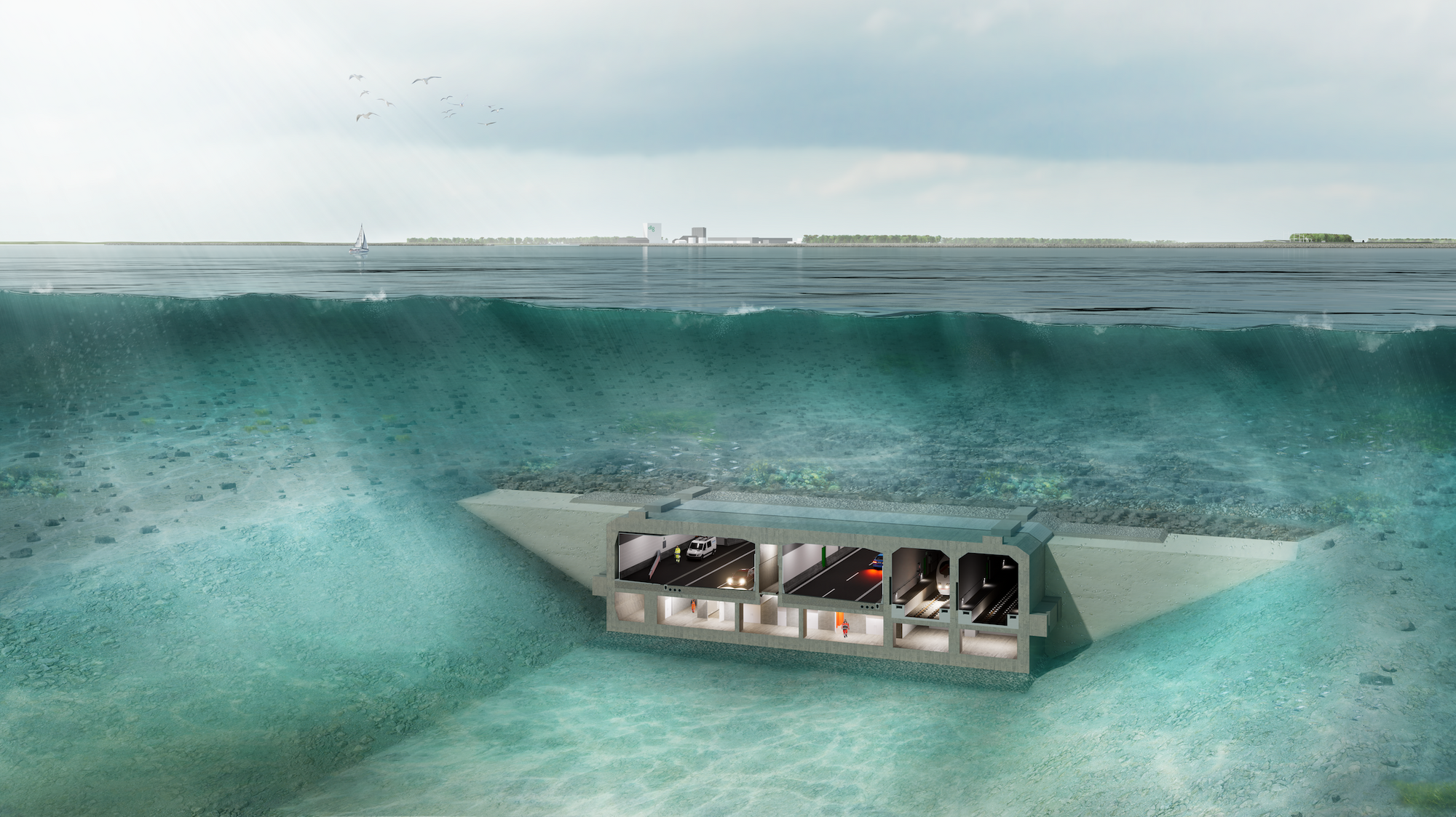 Ved hjelp av vaiere og sensorer både på elementer og havbunn senkes elementene ned mot havbunnen.