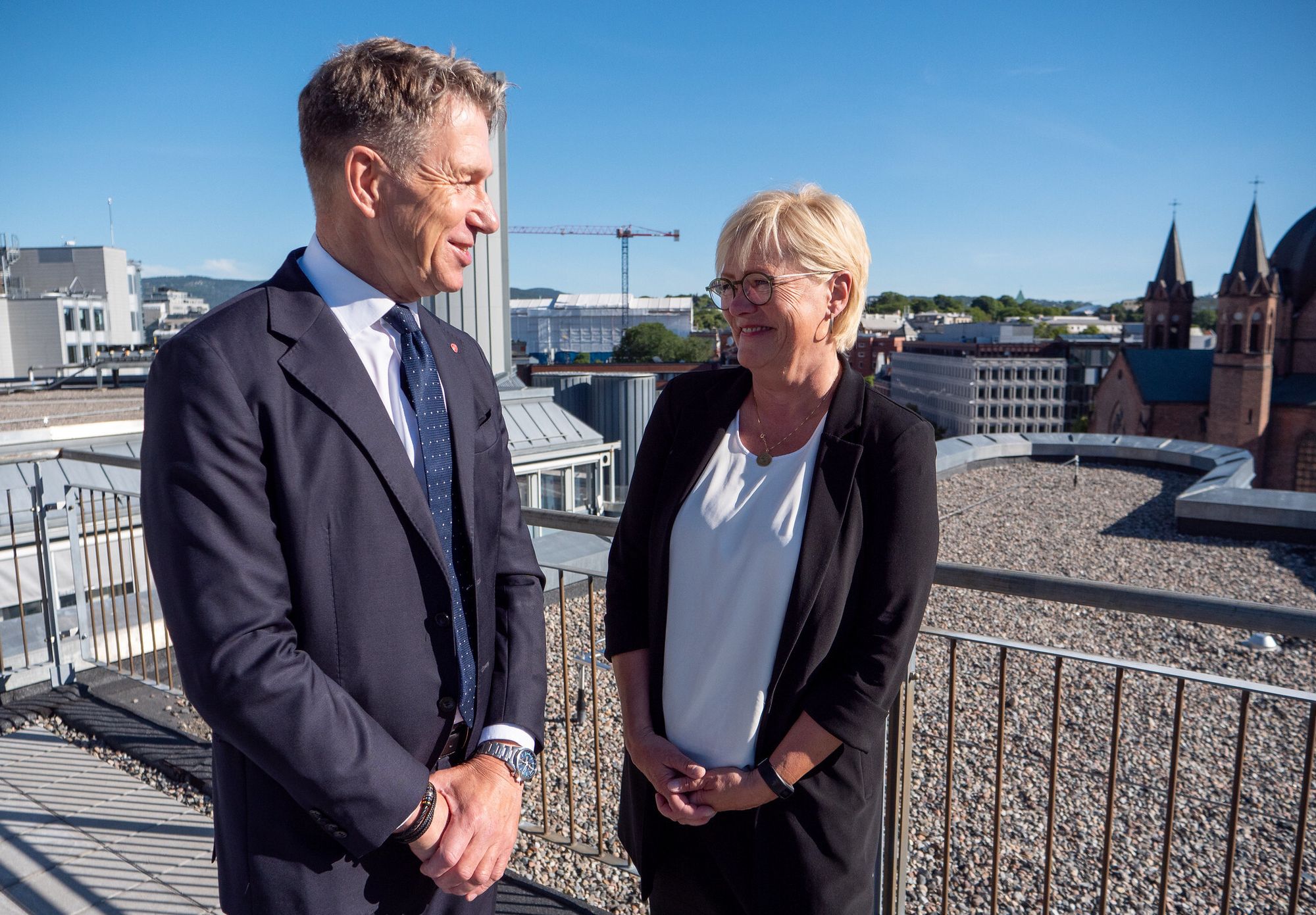Cicero-direktør Kristin Halvorsen skal lede regjeringens kjernekraft-utvalg. Her med energiminister Terje Aasland.