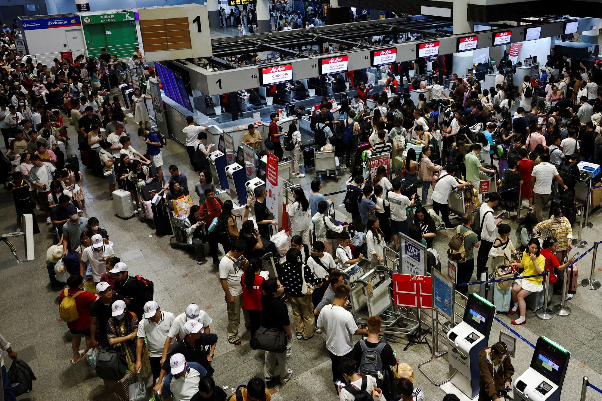 IT-kollapsen 19. juli rammet flyplasser over hele verden. Bildet er fra flyplassen Don Mueang International Airport i Bangkok, en av flyplassene der IT-systemer falt ut og rammet flytrafikken.