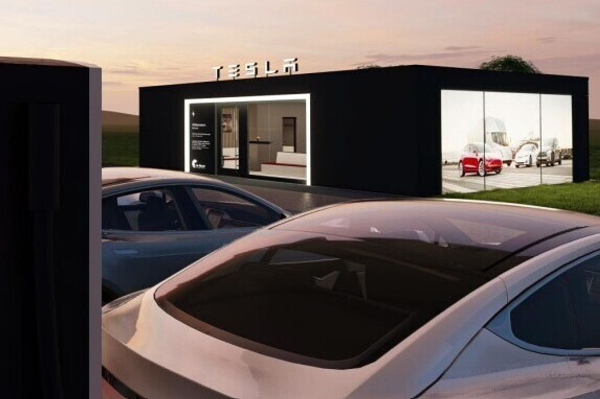 Noe sånt som dette så Praksis Arkitekter for seg at Tesla-loungen på Ramstadsletta skulle se ut. Nå har Bærum kommune sagt nei til planene.