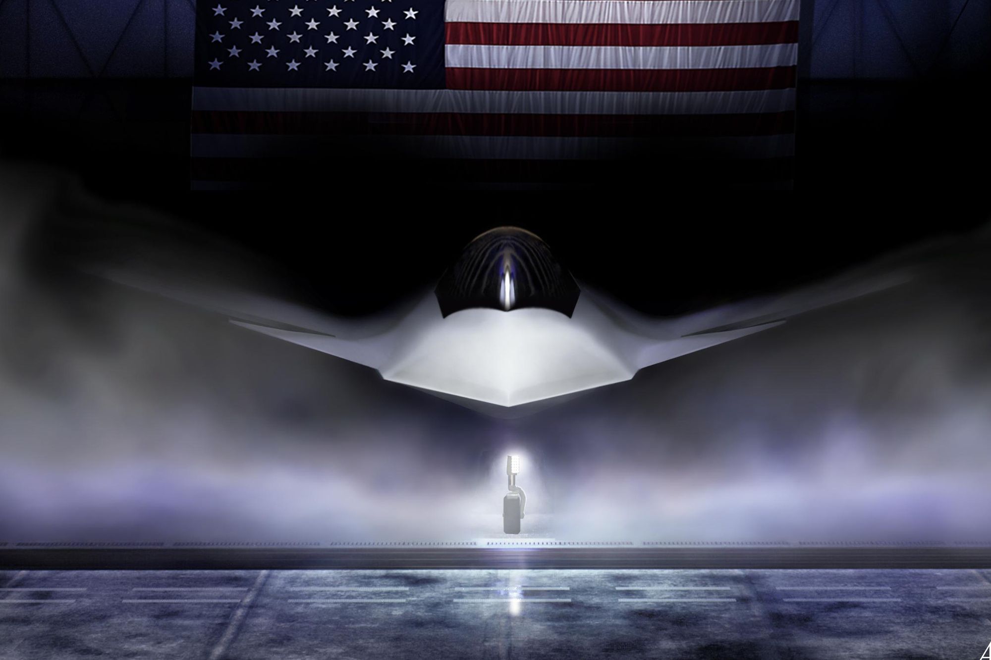 Slik ble jagerflyet F-47 presentert av blant annet president Donald Trump da det i mars ble kunngjort at det er Boeing som har fått oppdraget å utvikle og produsere flyet.