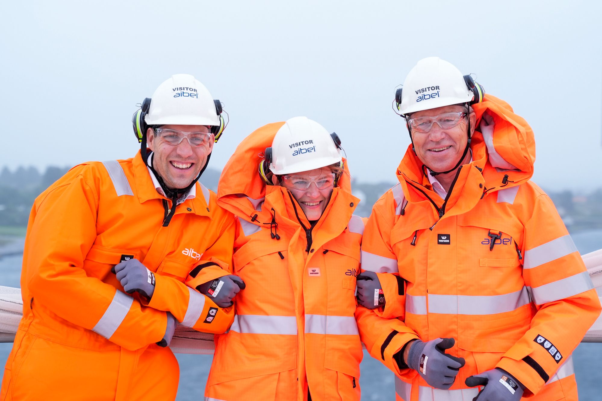 Næringsminister Cecilie Myrseth, energiminister Terje Aasland og klima- og miljøminister Andreas Bjelland Eriksen under pressekonferansen i lokalene til Aibel der regjeringen presenter en ny strategi for leverandørindustrien til havvind.
