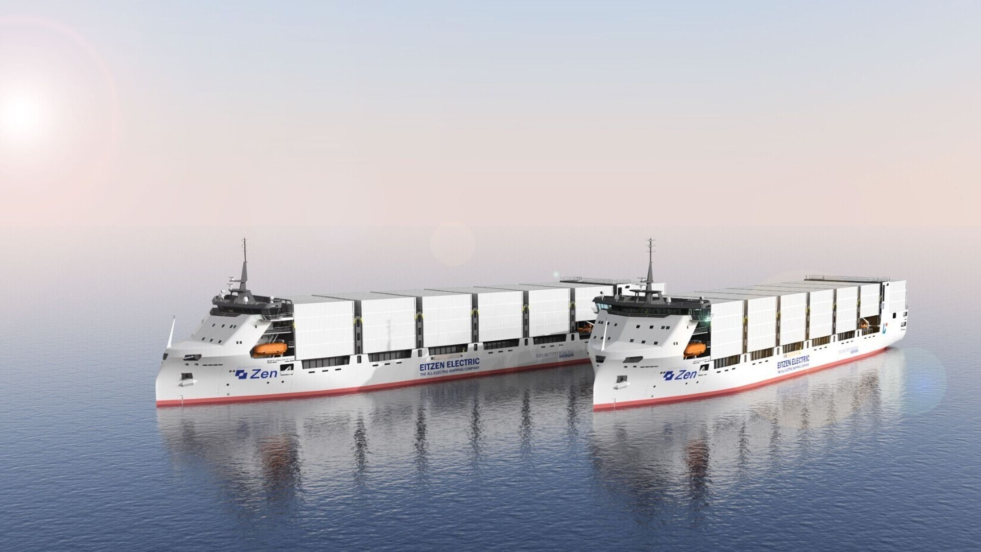 Desse planlagte batteriskipa frå Eitzen Avanti skal frakte containere mellom Norge, Sverige og Tyskland. Dei vil få batteripakker på over 100 MWh og kan bli verdas største batteridrevne containerskip. Maritime Cleantech er bekymra for ei ny forskrift om bruk av batteri om bord i skip.