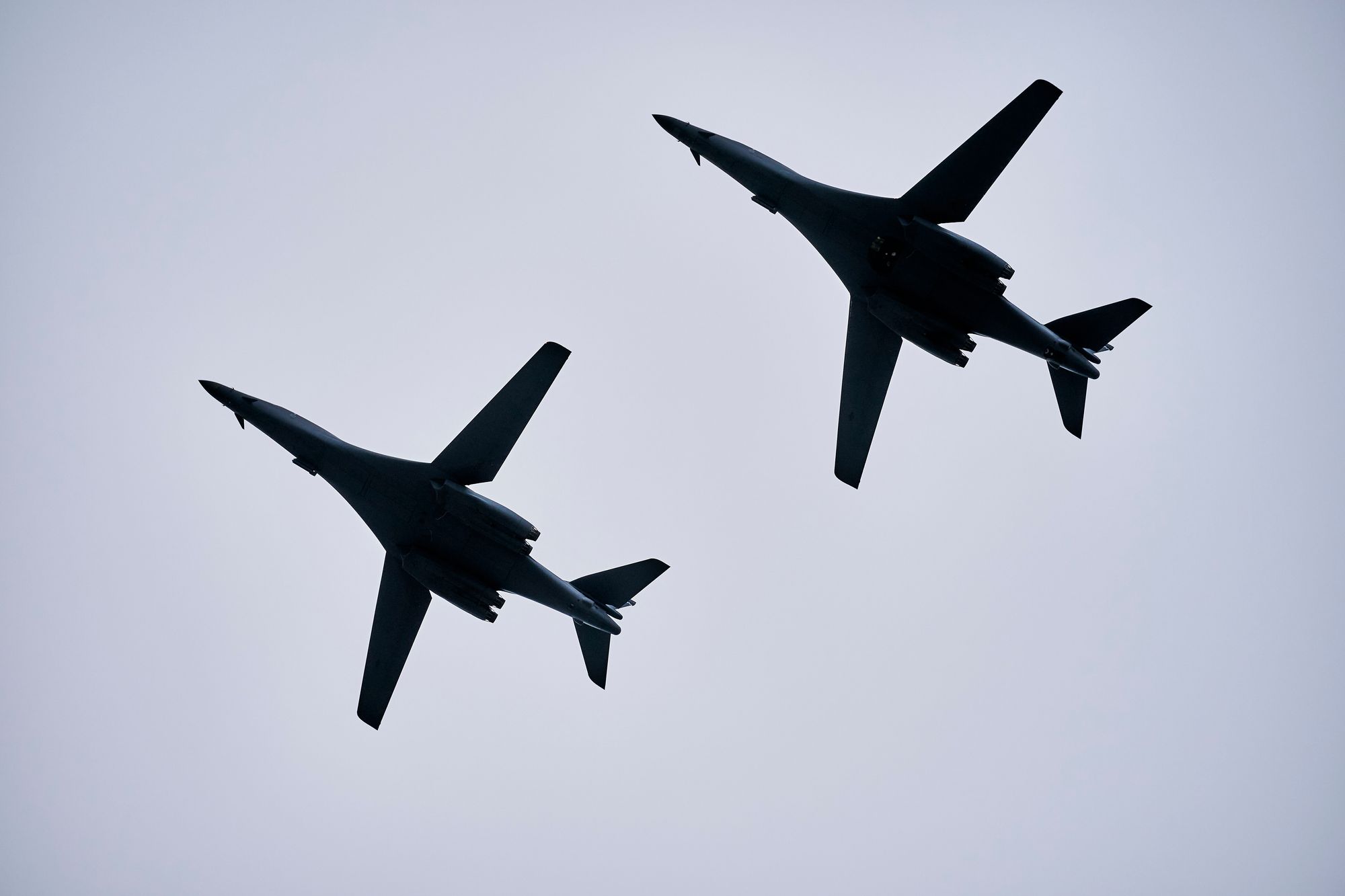Amerikanske B-1B Lancer bombefly landet lørdag på Ørland hovedflystasjon. Bildet ble tatt da de øvde i Norge i 2021.