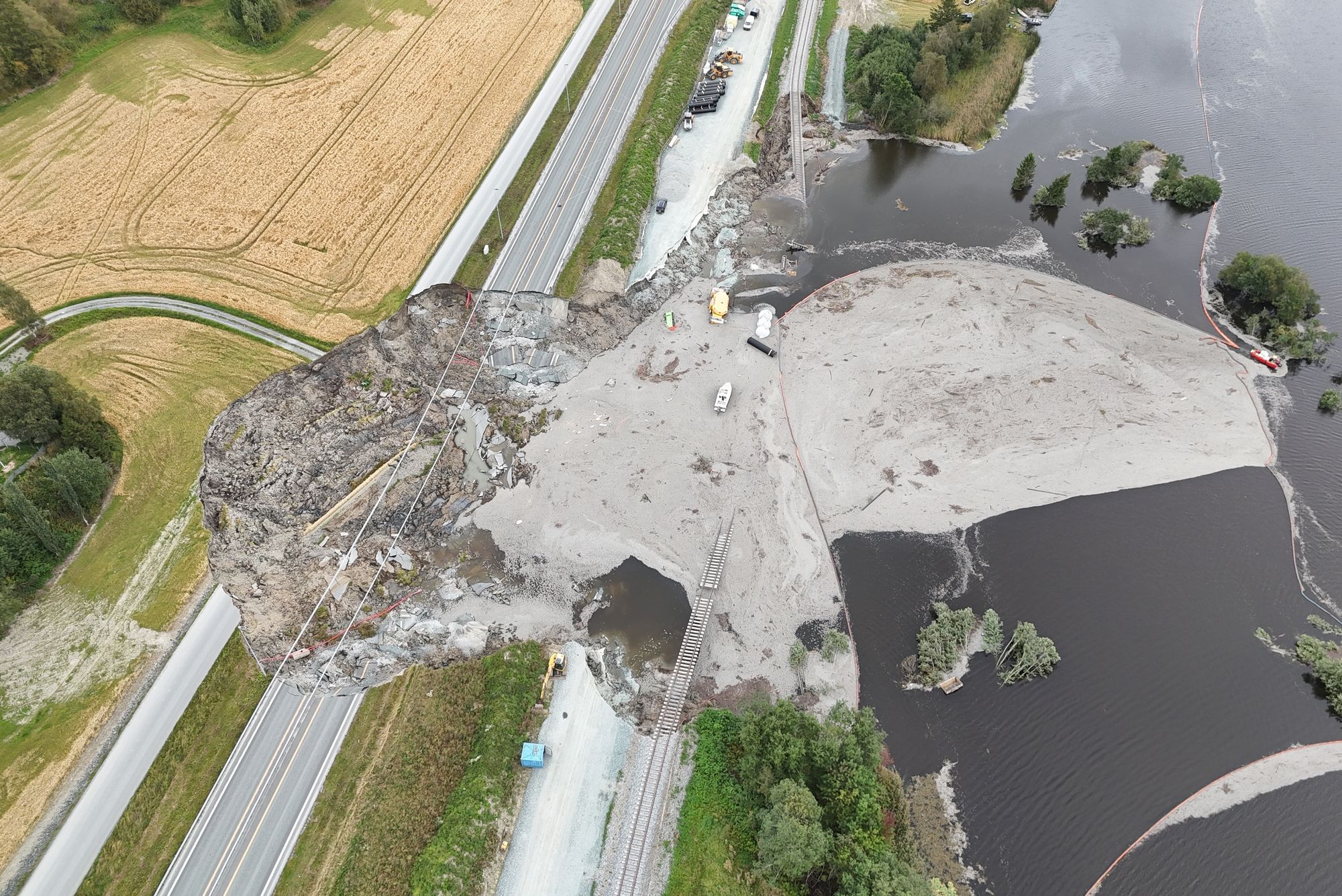 Slik så det ut i skredområdet i Levanger få dager etter kvikkleireraset. 