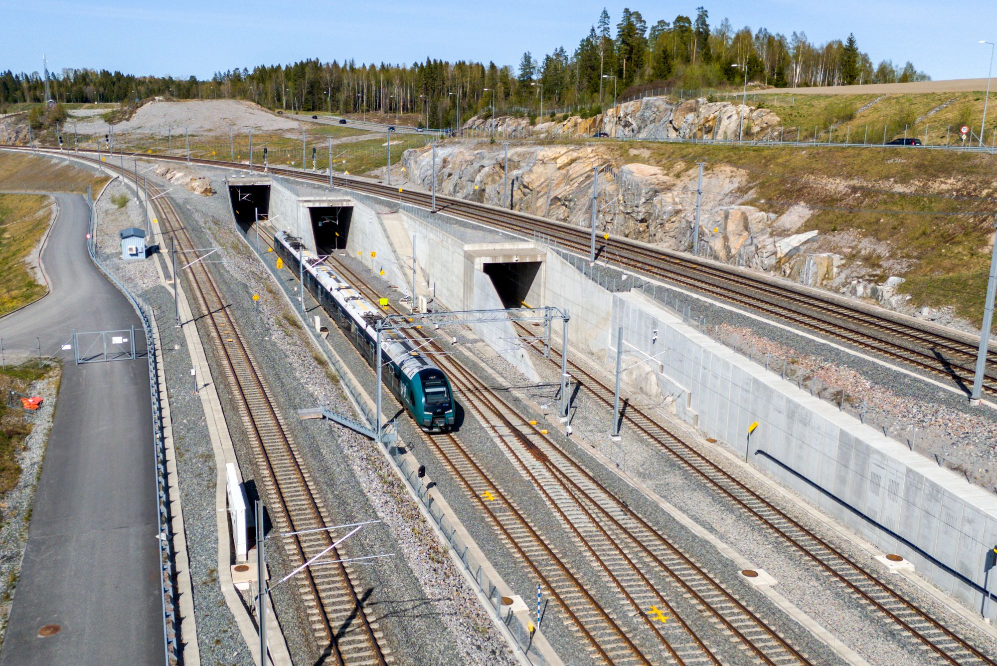 Dronebilder av Blixtunnelen på Follobanen.