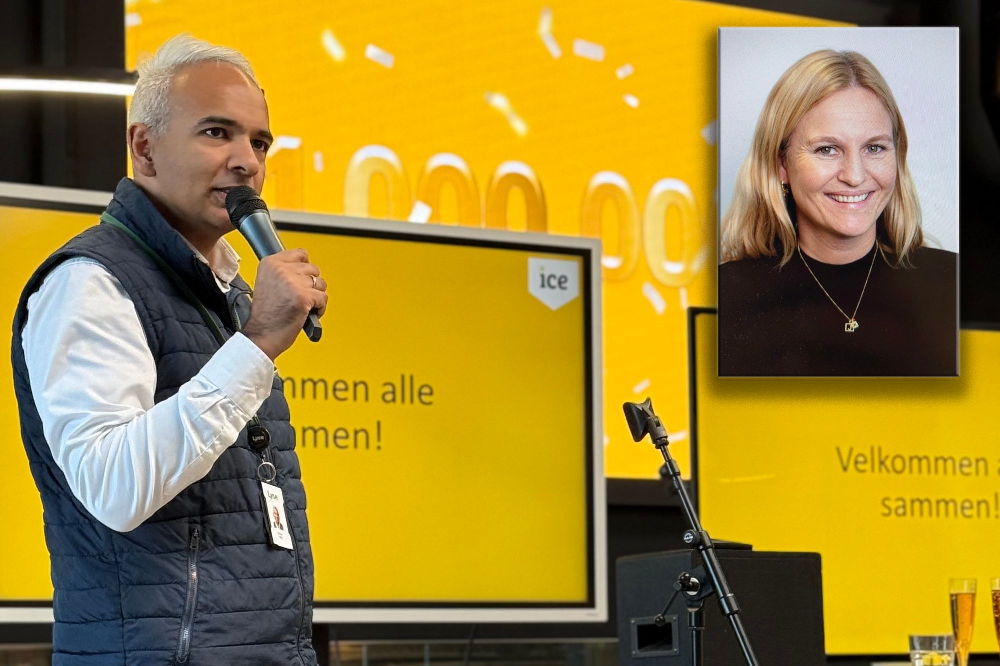 Shiraz Abid og Julia Knudsen (innfelt) skal lede henholdsvis mobildivisjonen Ice og bredbåndsdivisjonen Altibox i Lyse Tele.   