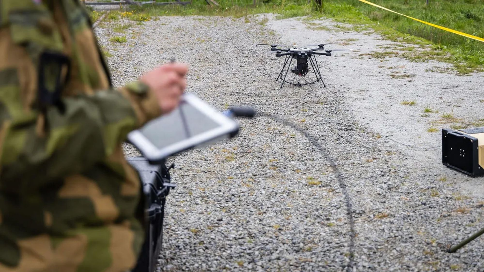 Ørland får nytt antidronesystem. Bildet viser en antidroneøvelse i Heimevernet i 2024.