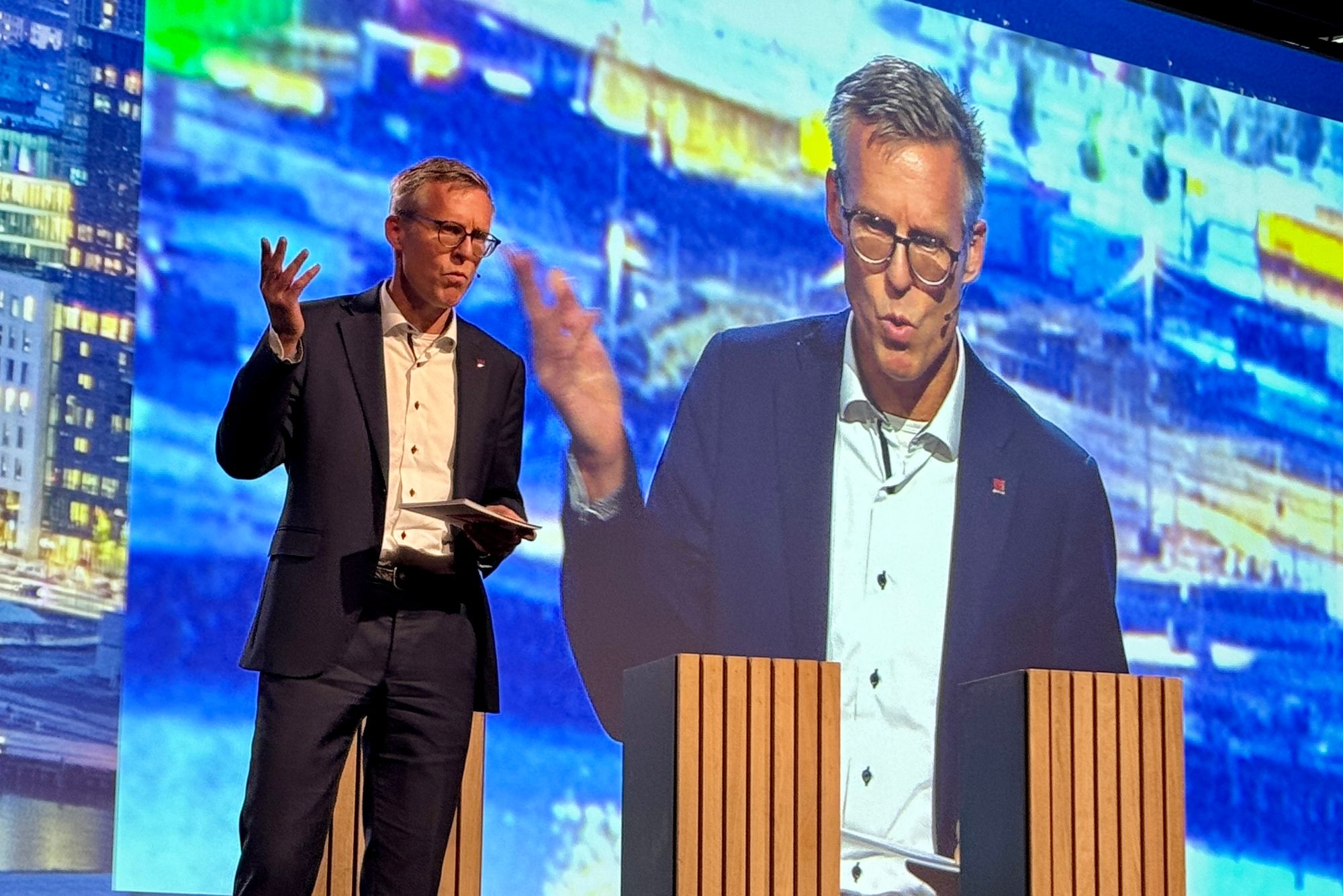 Kristian Markegård, direktør for tilsyn og beredskap i NVE fra scenen under NVEs Energidager 16. oktober.
