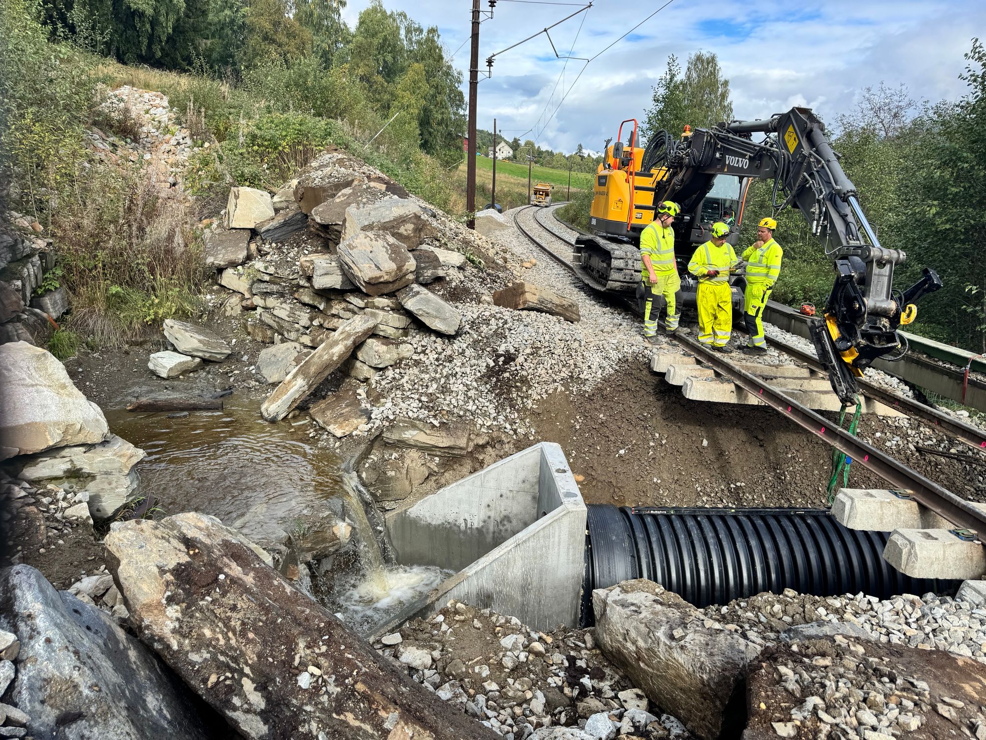 Ved Fåvang på Dovrebanen er det installert en stikkrenne dimensjonert for 200-årsflom. Den nye forskningen viser at slike konstruksjoner også må frostsikres for å redusere risikoen for telehiv.