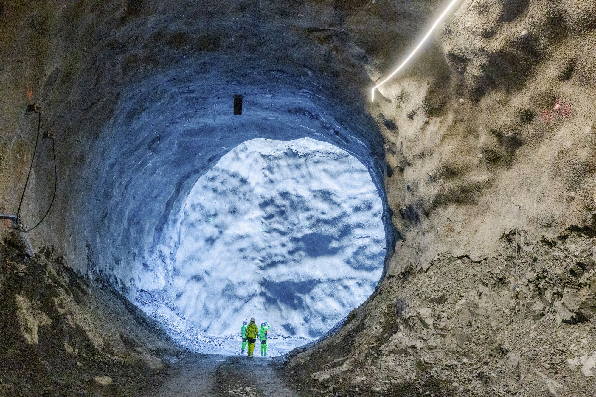 Bergarbeid ved framtidige Skøyen stasjon. En av inngangene som fører folk ned til t-banen.