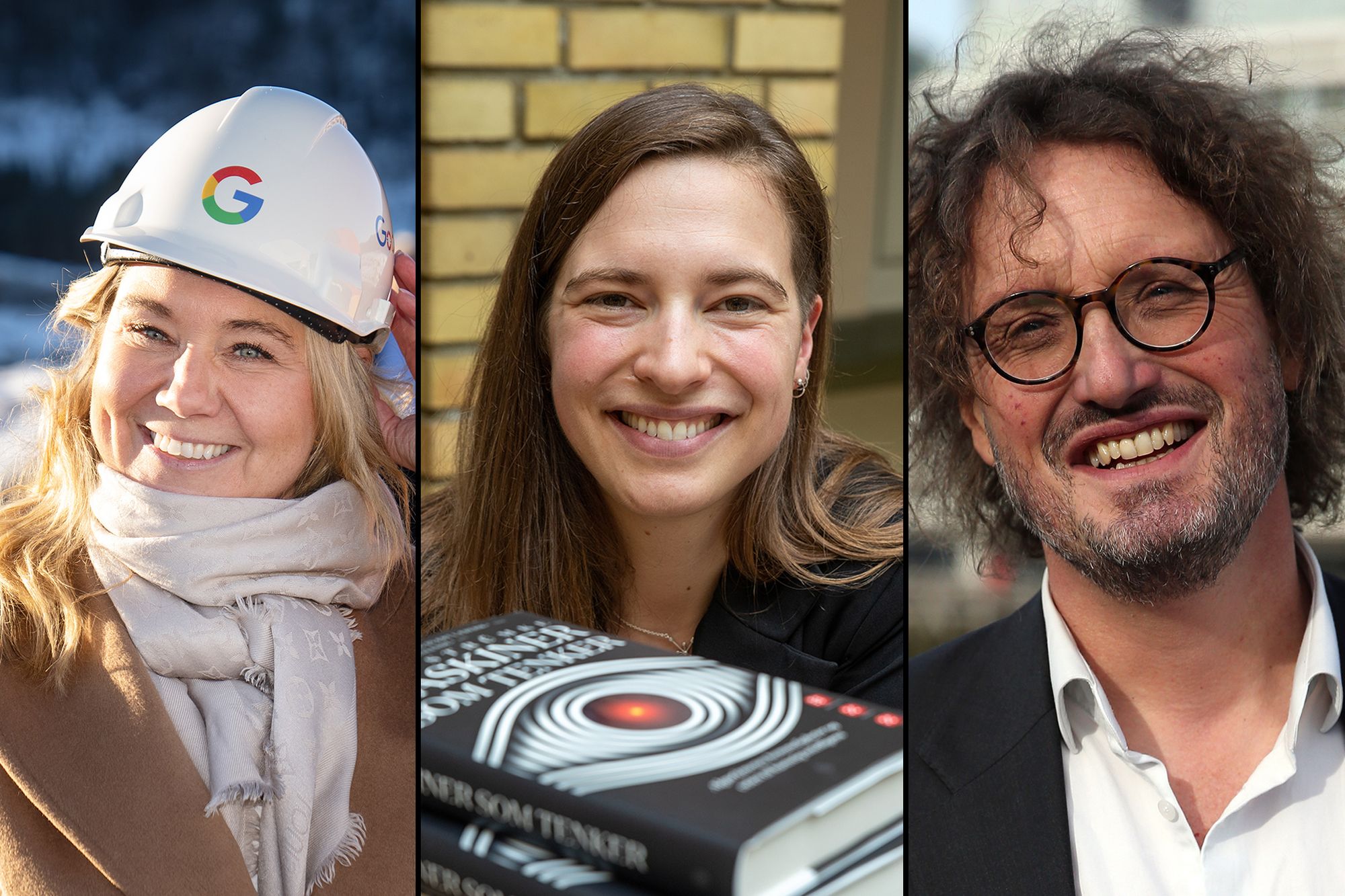 Tine Austvoll Jensen (t.v.) antyder at Googles nye modell har evne til å tenke. Ekspertene Inga Strümke (PhD. i partikkelfysikk og KI-forsker) og Robert Engels (PhD. i maskinlæring) ser på utspillet som markedsføring.