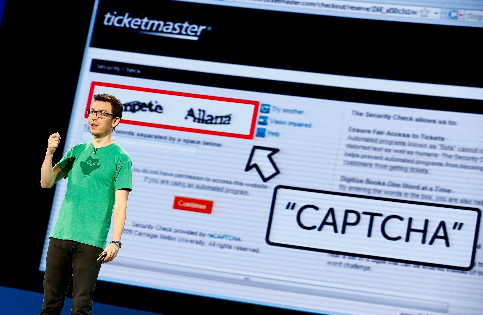 Luis von Ahn startet reCAPTCHA, som senere ble solgt til Google.