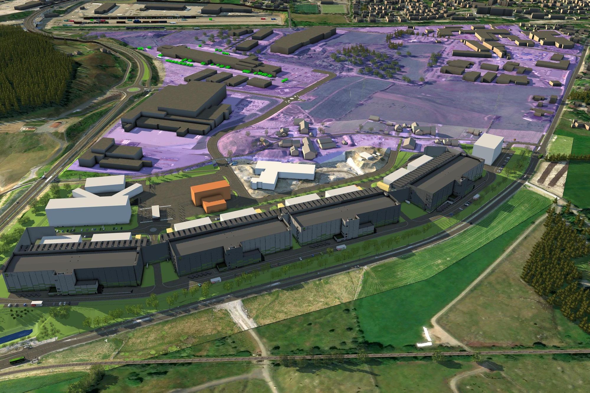 Illustrasjon av datasenteret Green Mountain ønsket å bygge i Vagle næringspark i Sandnes kommune.