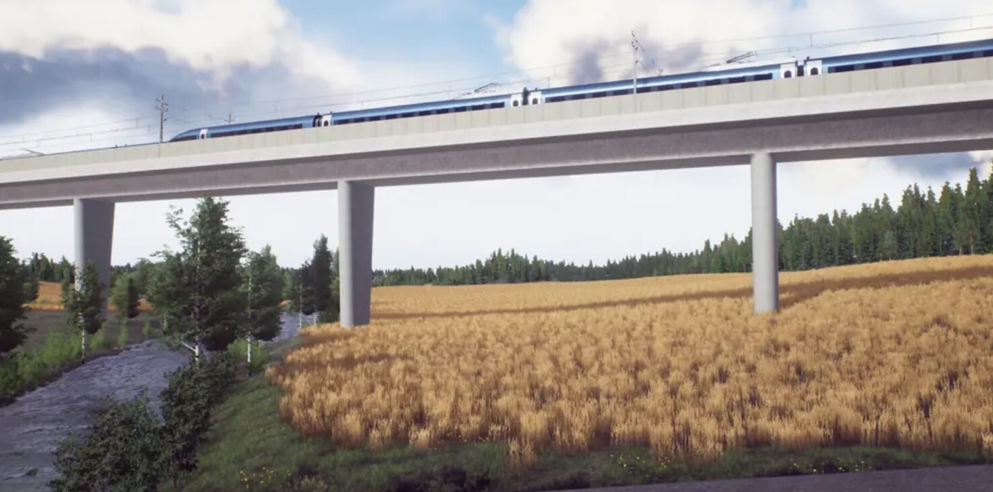 Ostlänken: Modelle av prosjektert jernbanebru over Trosaån i entreprisen Vagnhärad.