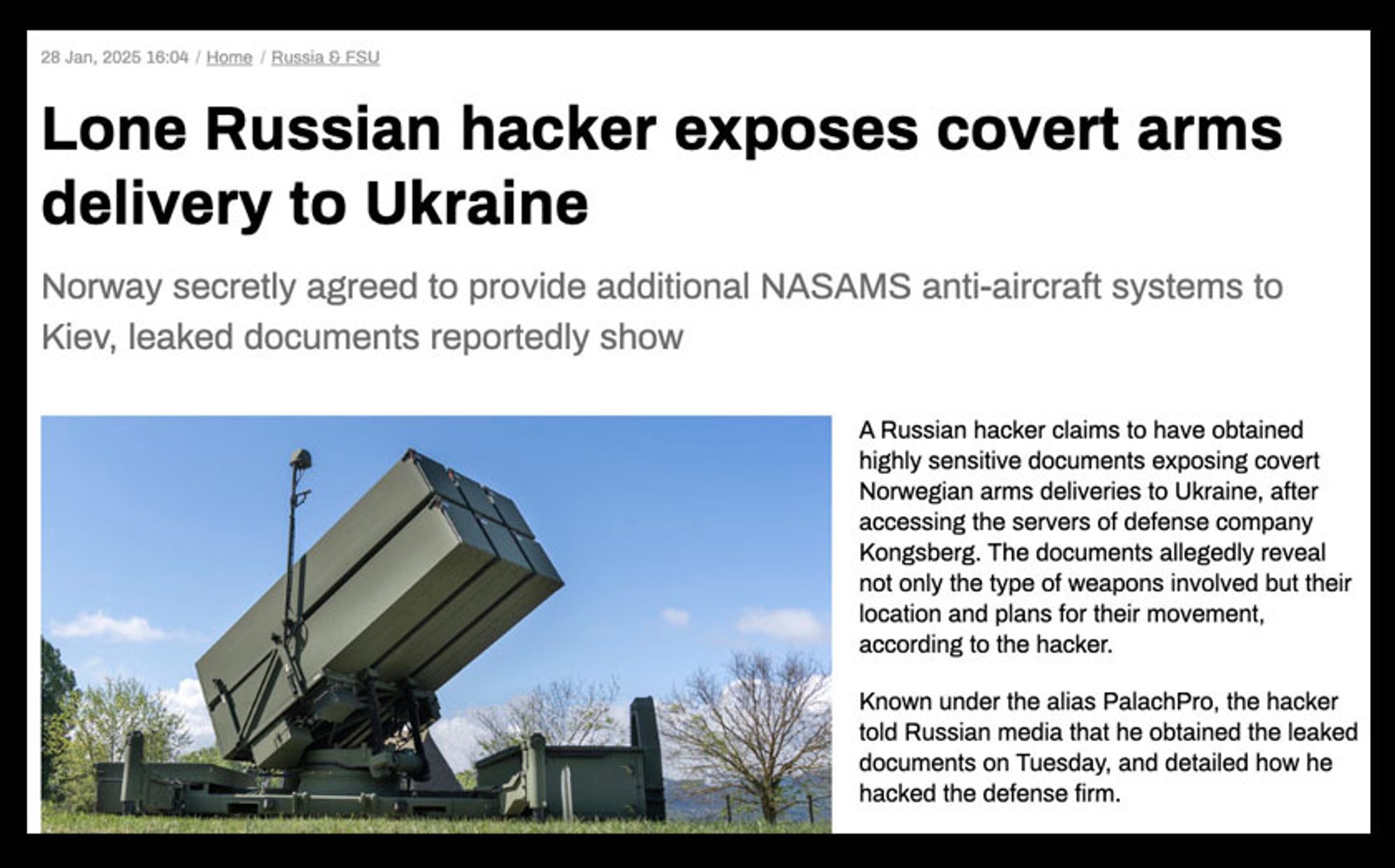 Luftvernsystemet NASAMS i produksjonshallen hos Kongsberg Defence & Aerospace i Kongsberg.