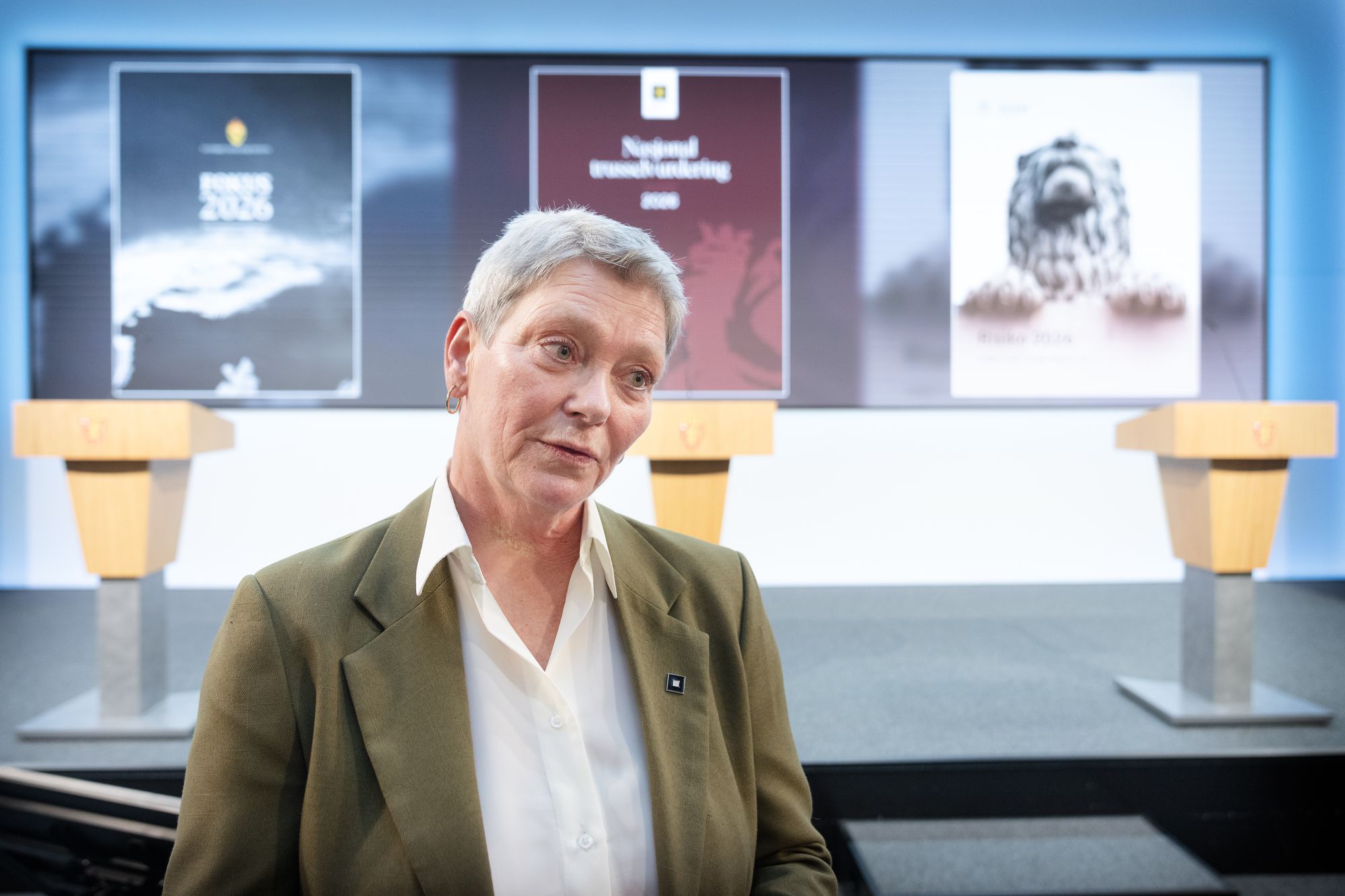 PST-sjef Beate Gangås etter pressekonferansen om sikkerhetsmyndighetenes siste trusselvurderinger.