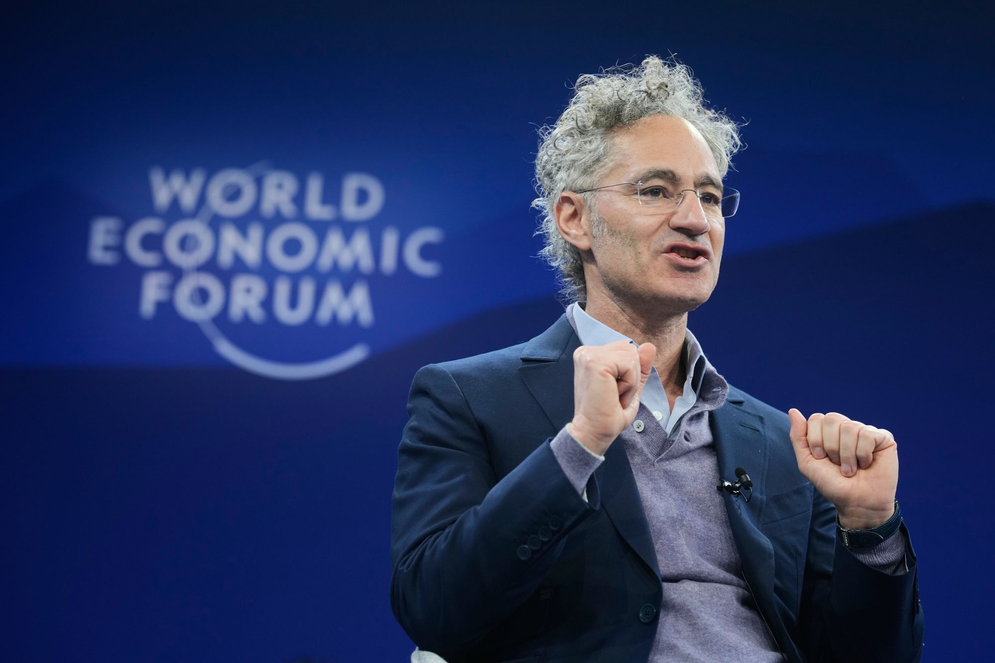 CEo i Palantir, Alex Karp, på World Economic Forum i Davos i år.