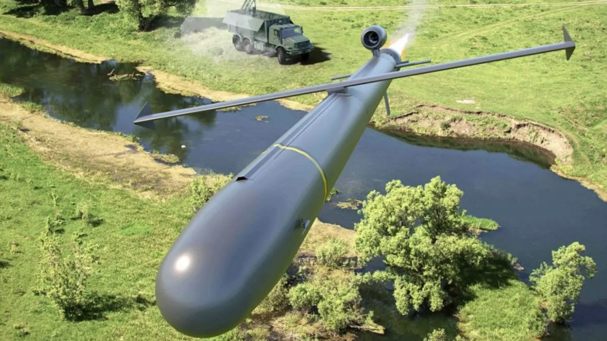 Slik kan OWE-dronen se ut, ifølge den europeiske missilprodusenten MBDA. 