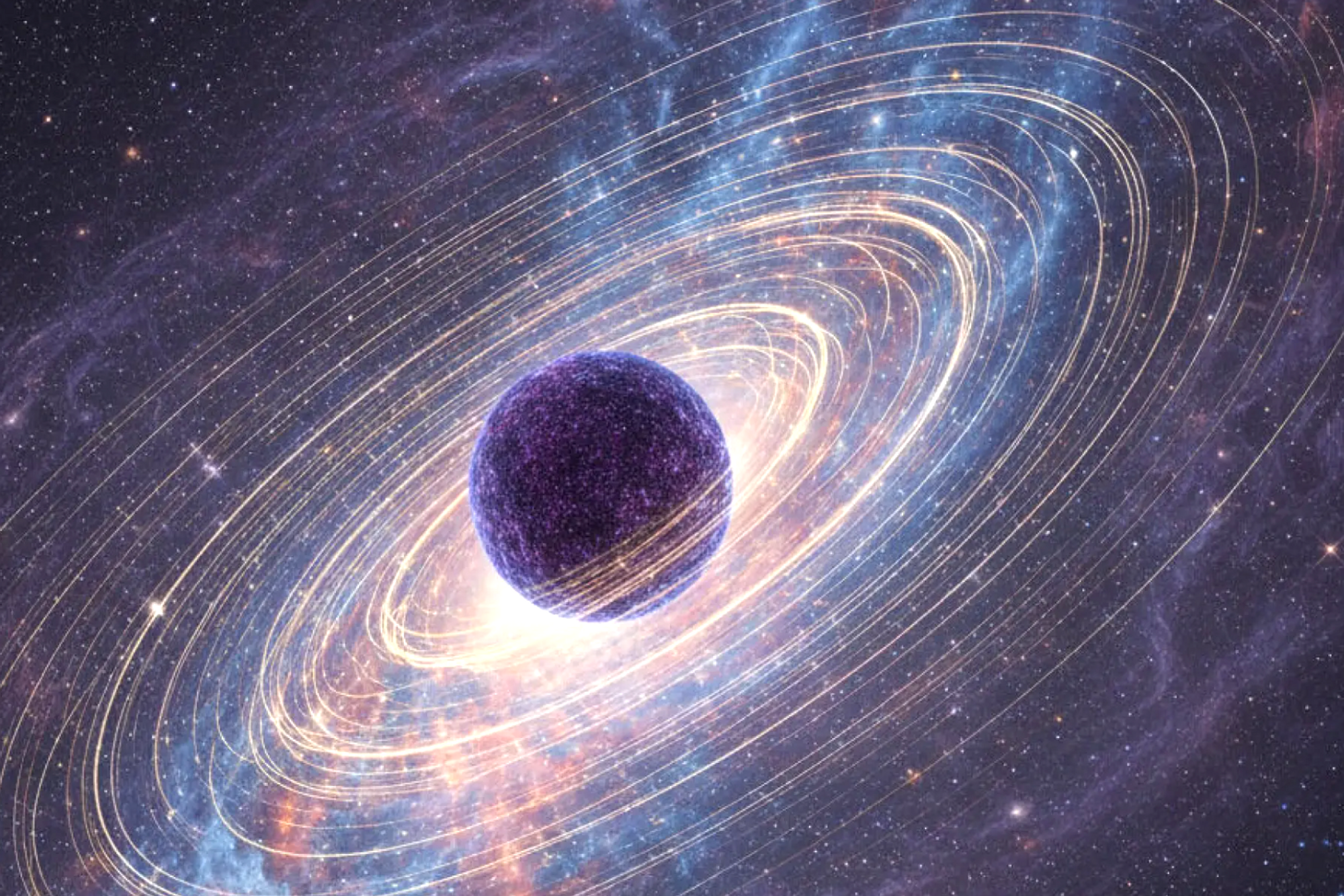 En KI-rendering av en hypotetisk mørk materie-kjerne.