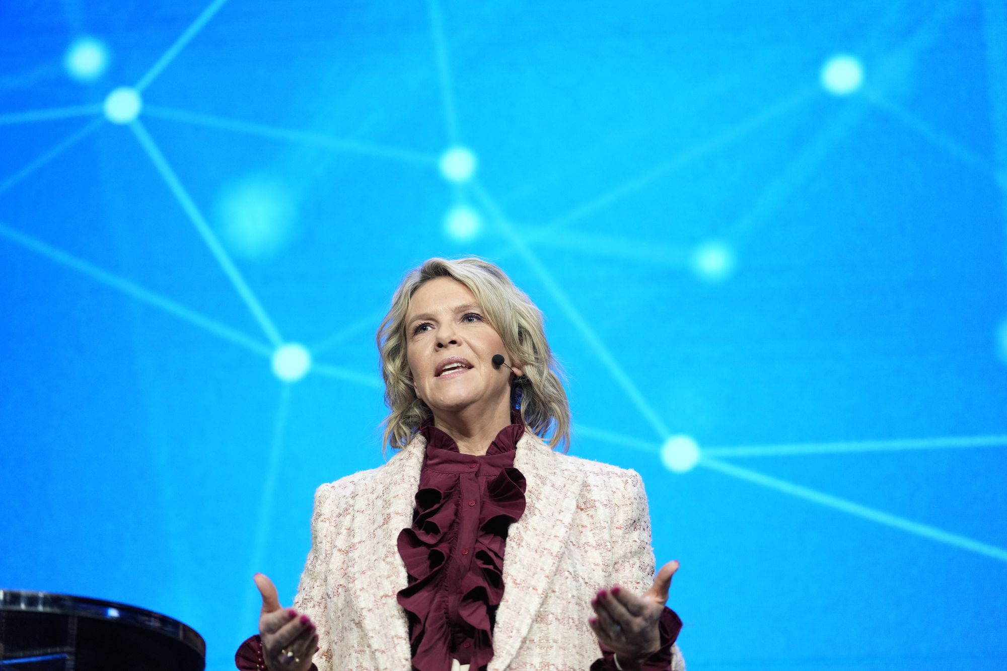 Frp-leder Sylvi Listhaug (Frp) under årskonferansen til Offshore Norge torsdag.