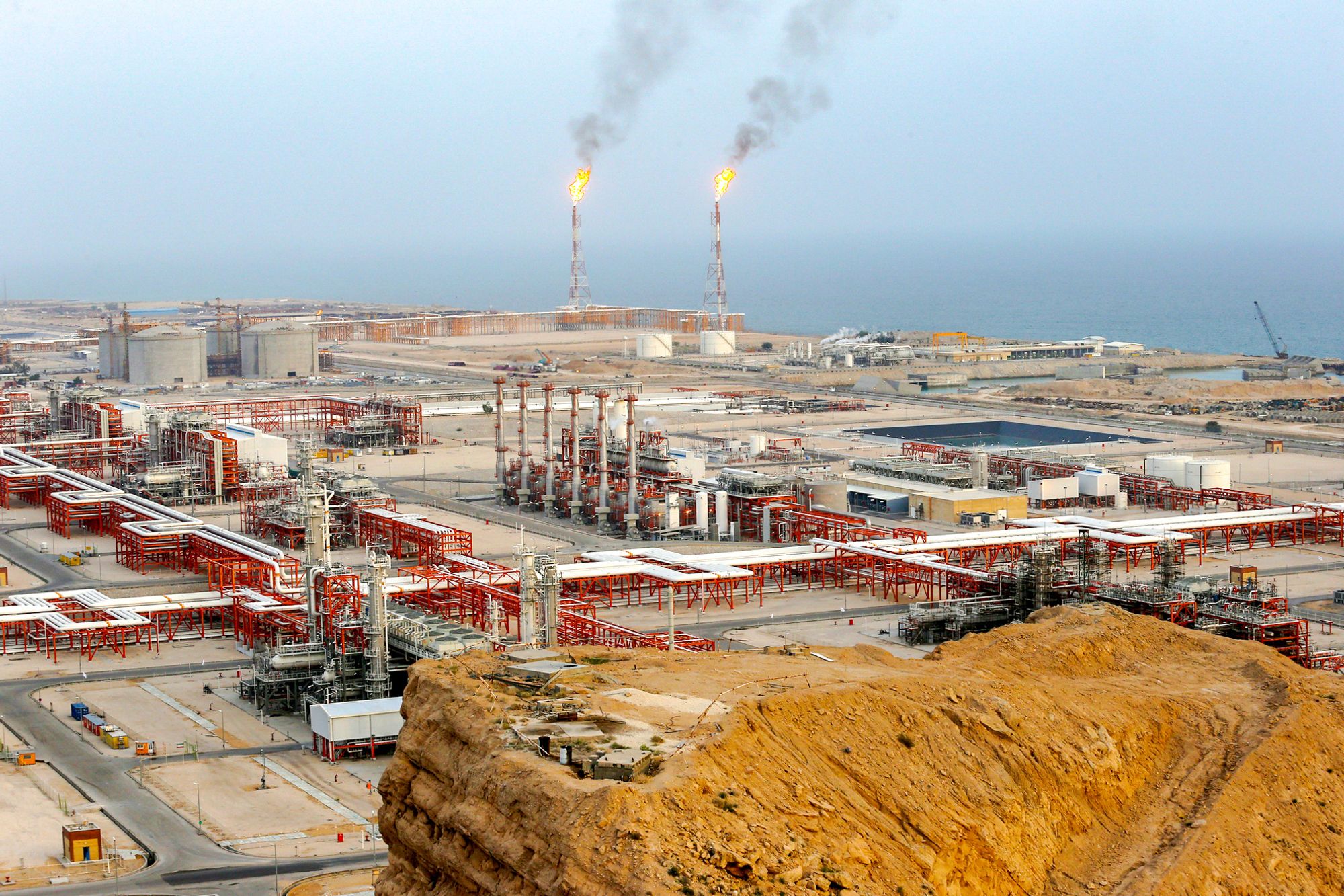 Et raffineri på Irans South Pars-gassfelt, avbildet i 2019.