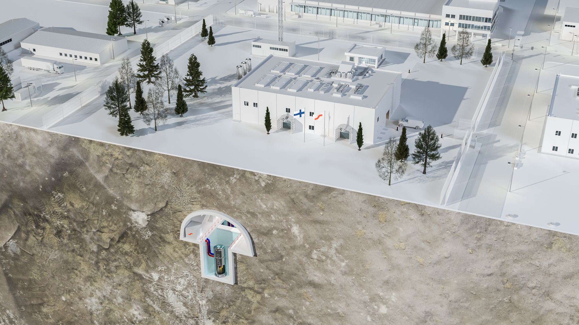 Illustrasjonen viser hvordan selskapet ser for seg det underjordiske kjernekraftanlegget for produksjon av fjernvarme eller kanskje riktigere, kjernvarme. <span style="font-style: italic; font-size: 0.875rem;">Illustrasjon: Steady Energy</span>