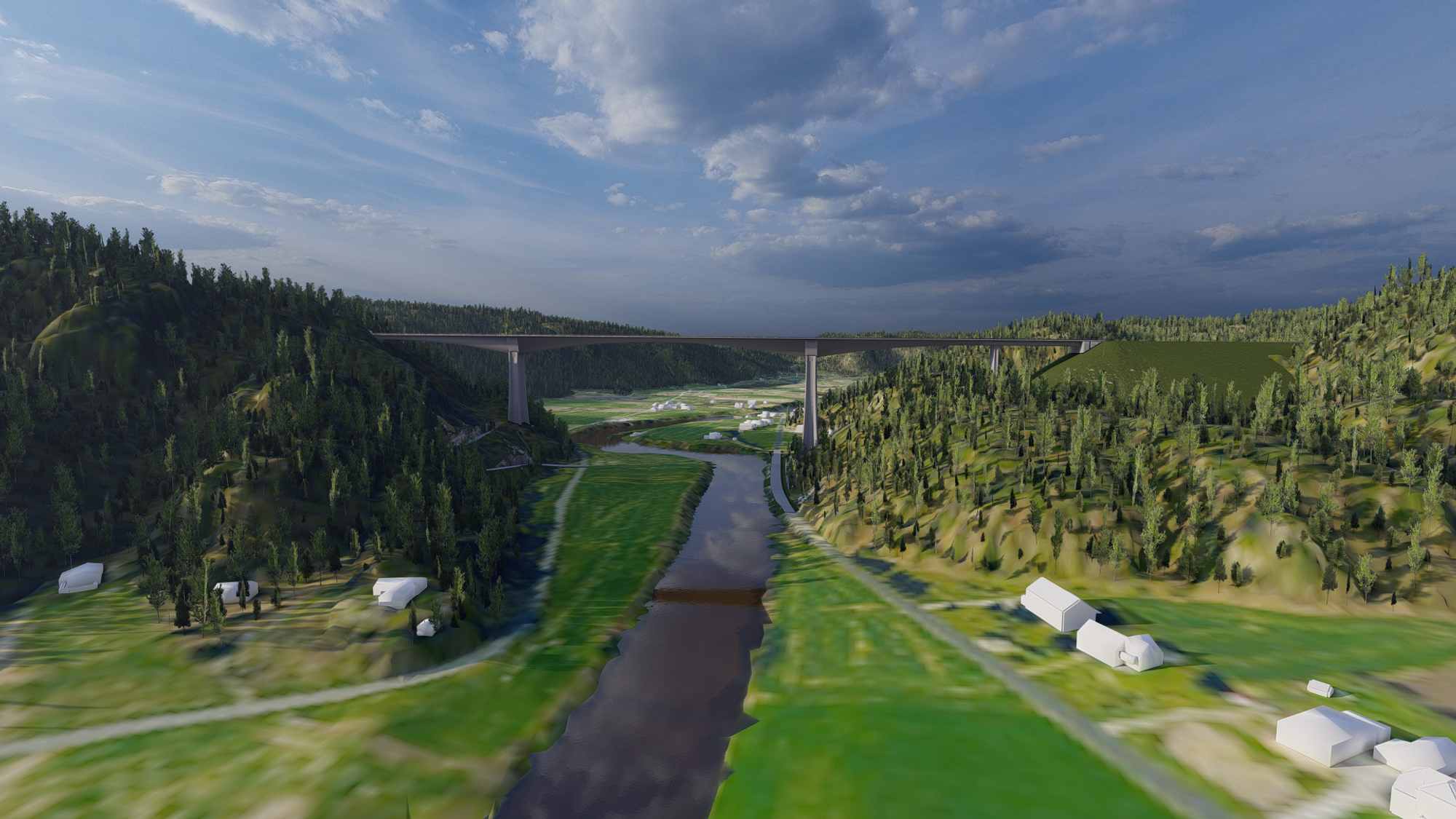 Modell av ny bru over Audnedalen i prosjektet Blørstad-Lyngdal.