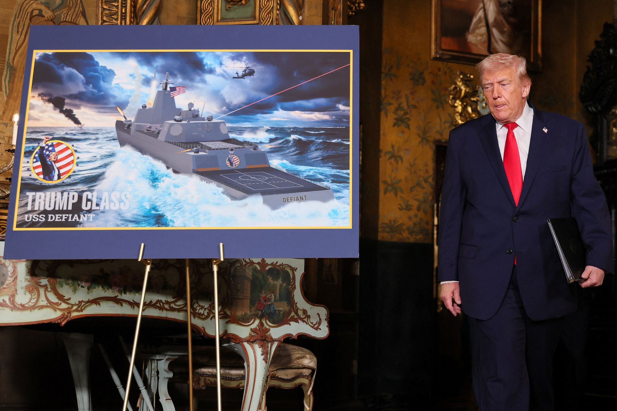 USAs president, Donald Trump, presenterte for første gang den amerikanske regjeringens slagskipprosjekt under en pressekonferanse 22. desember 2025. Planene blir stadig mer konkrete.