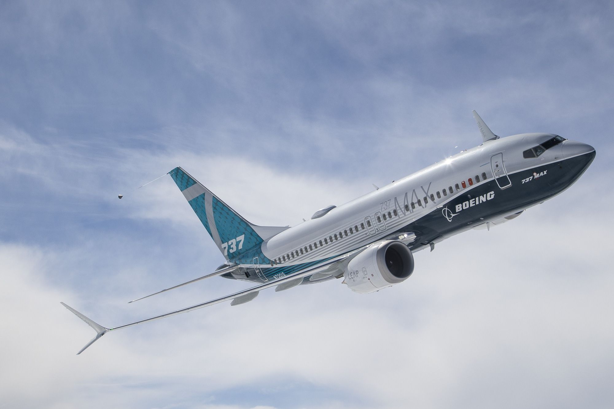 Passasjerflyet Boeing 737 Max-7 under jomfruturen i 2018.