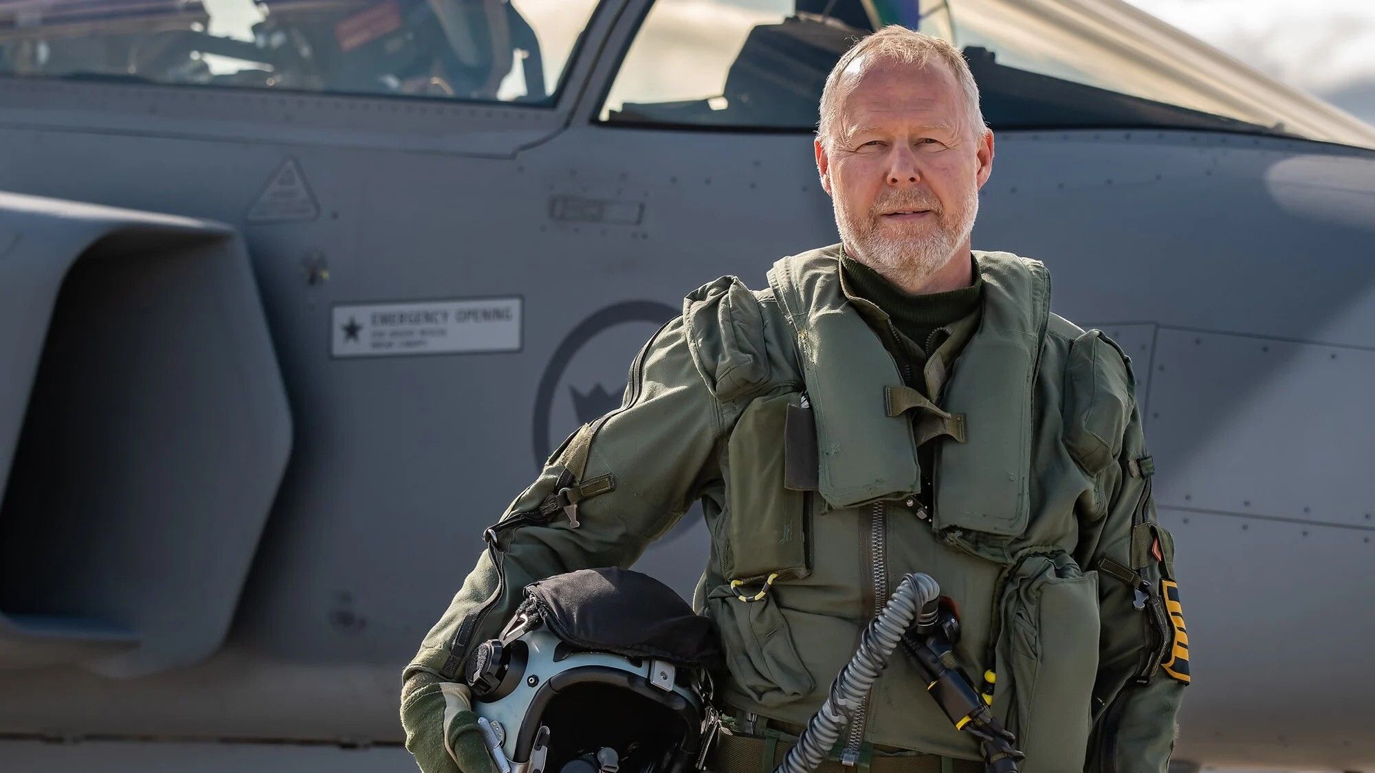 Illustrasjon av nesen på et Saab-konsept på et framtidig kampfly.